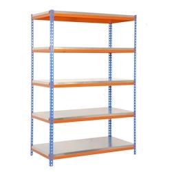 SimonRack Étagères Charge Lourde 2000x1200x450 mm, 5 Niveaux Métal, 300 kg par Niveau, Structure Acier, Bleu/Orange/Galvanisé - Bricoforte - bleu_0