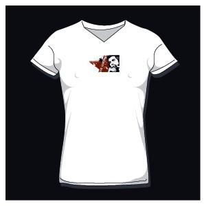 T-shirt femme Che Guevara col V - motif devant ou dos - marque B&C - tailles S à XL - couleurs blanc et noir_0