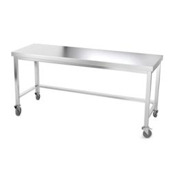 Table de travail en inox 2000 x 600 mm avec renfort sur roulettes PREMIUM / GOLDINOX - gris inox 3701770804276_0