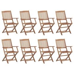 VidaXL Chaises Pliables D Extérieur Lot De 8 Bois D Acacia Solide - marron 3075084_0
