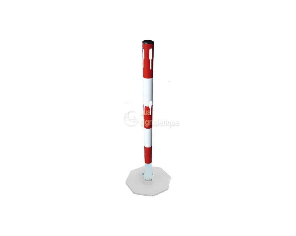 1631361 - Poteau de signalisation repliable en acier - AUA Signalétique avec socle lesté et bandes réfléchissantes_0