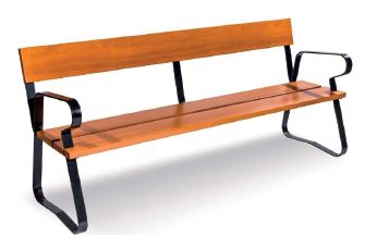 Banc public en acier Corten et bois de Guinée - MERIBELLE Réf. 1217_0