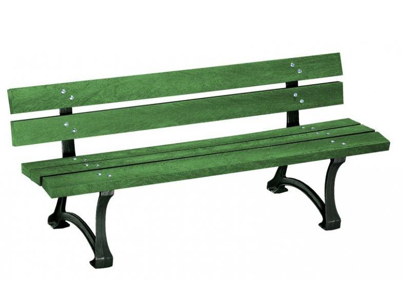 Banc extérieur éco-responsable Marseille - plastique 100% recyclé - piétements en fonte - 180 cm_0