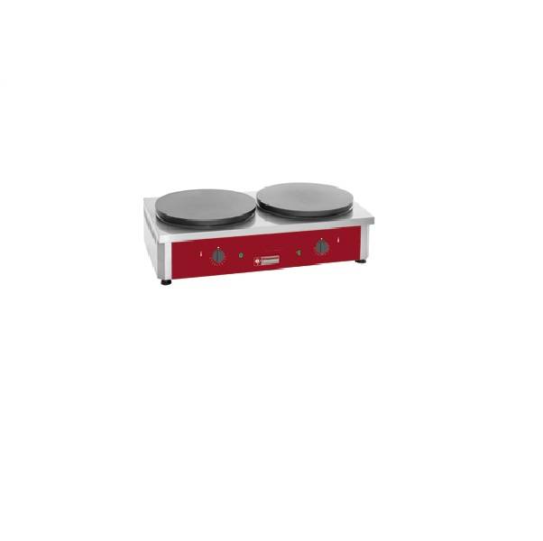 Crêpière double électrique Diamond - modèle BRET/2E-R - plaques en fonte émaillée - 2 x 60 crêpes/h_0