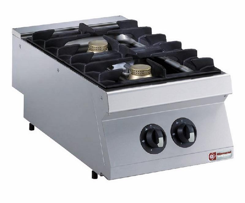 Cuisinière 2 feux gaz à poser - G17/2F4T-N - Acier inox AISI 304 avec brûleurs haute performance_0