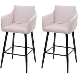 Décoshop26 - Lot de 2 tabourets de bar avec repose-pieds en tissu crème et métal noir TDB04063 - noir 3001093369606_0