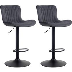 Décoshop26 - Lot de 2 tabourets de bar chaises hautes avec coutures décoratives en tissu velours noir pieds en métal noir 10_0004329 - noir 3000252_0