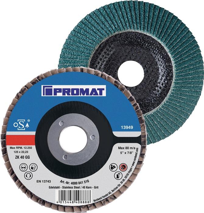 Disque à lamelles PROMAT - Ø180 mm - Granulation 80 conique - INOX corindon zirconien_0