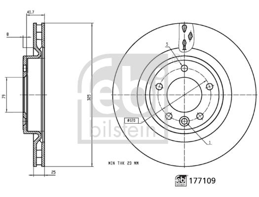 Disque de frein ventilé arrière FEBI BILSTEIN 177109 - boîte de 1 disque_0