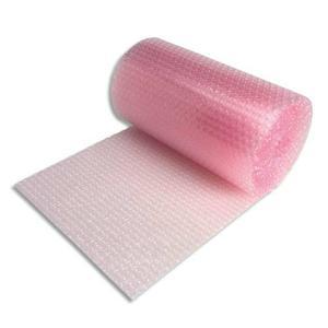 Emballage - Lot de 2 rouleaux de film bulle antistatique 50 cm x 50 m - Polyéthylène rose traité antistatique_0