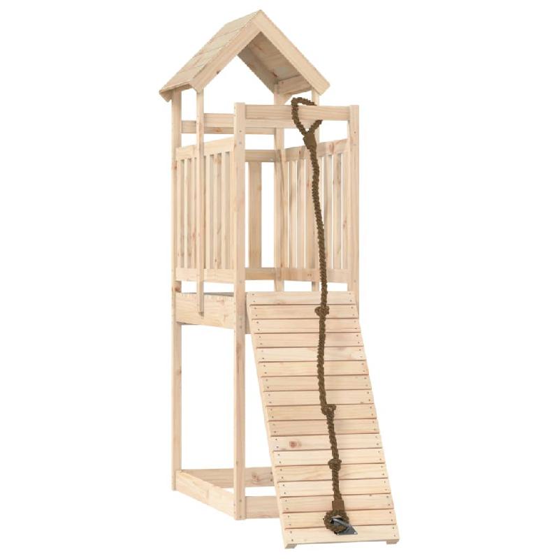 Maisonnette de jeu en bois massif de pin avec mur d'escalade - 64 x 175 x 214 cm - Réf. 02_0004646_0