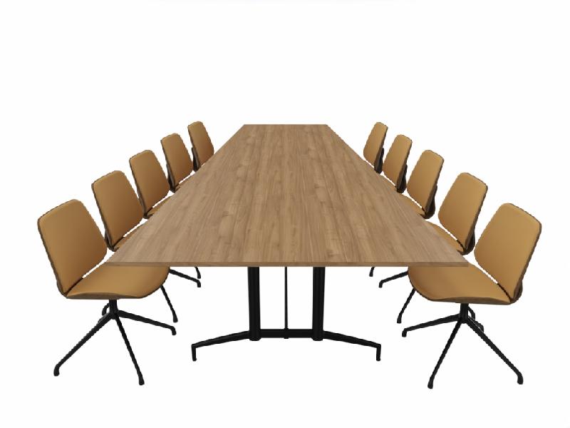Table de réunion trapèze Okaba - 3,2 m - Forme idéale pour conférences et présentations_0
