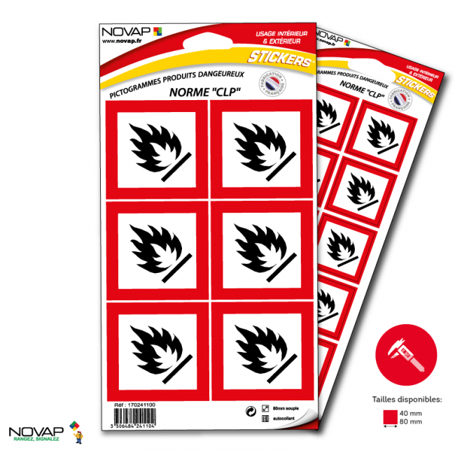 Planches de 10 panneaux adhésifs 40x40 mm produits dangereux - PADLPN-NV01/DG02_0
