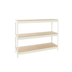 PROREGAL Étagère pour Charges Lourdes WOOD BEAST THREE | HxLxP 150x150x60cm | 600kg par Niveau | Blanc - blanc métal PR_RS18-69_0