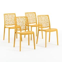 RATTATAN Set 4 Chaises en polypropylène avec fibre de verre empilables pour extérieur et jardin, bar et restaurant, cuisine design moderne - ANNA -_0