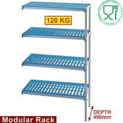 Rayonnage angulaire en aluminium anodisé - Modular Rack - 4 niveaux - RAA/444-4/EF - 4435x400x1750 mm_0