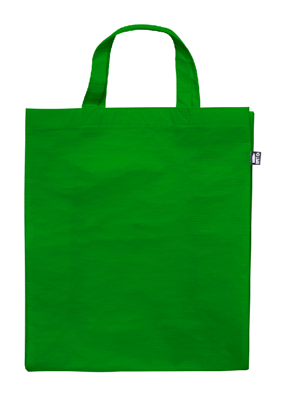 Sac shopping RPET laminé - polyester 110 g/m² avec soufflet et anses courtes - vert_0