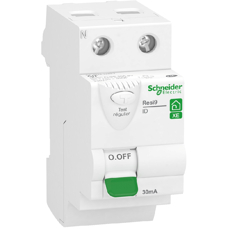 SCHNEIDER ELECTRIC RESI9 XE INTERRUPTEUR DIFFÉRENTIEL 2P 63A 30MA TYPE A EMBROCHABLE R9ERA263