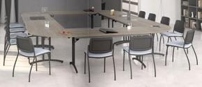 Table pliante confort - plateau mélaminé double face 25 mm - piètement métallique pliant avec vérins_0
