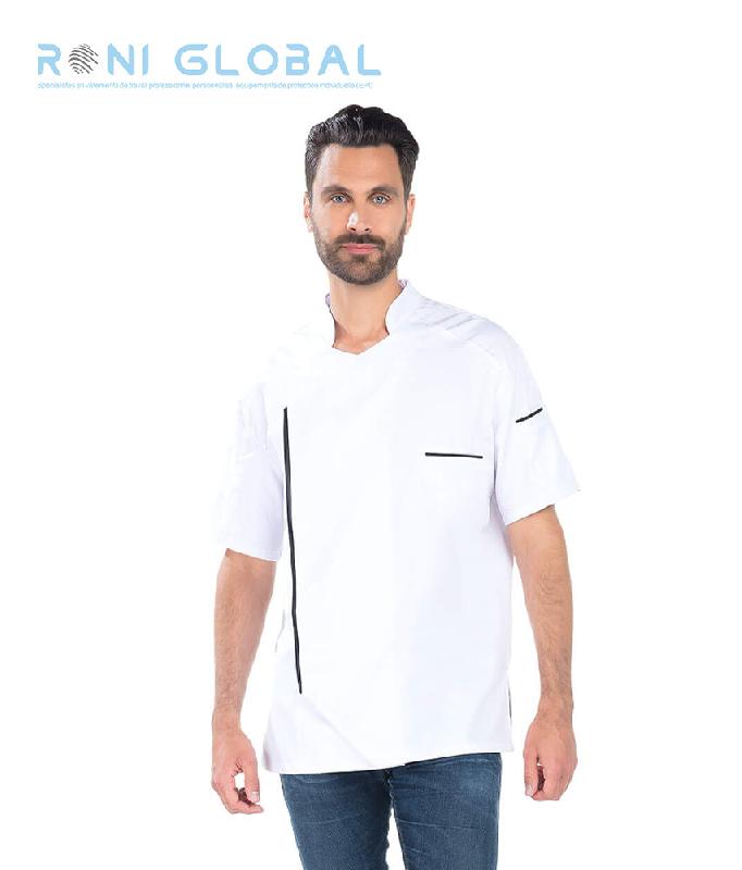 Veste de cuisine homme manches courtes - Coton et polyester - 3 poches - PAOLO REMI CONFECTION - Ref: R-4943_0