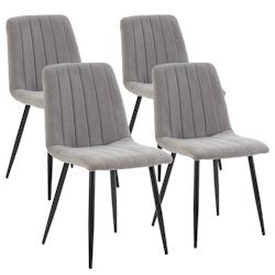 VS Venta-stock Pack 4 chaises Sagi recouvertes de tissu gris - gris polyester I22088_0