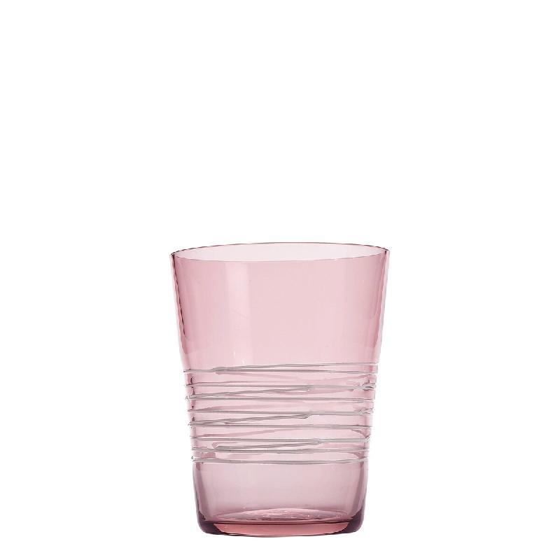 Zafferano Set de 6 Verres Filante Tumbler en Verre Coloré Améthyste avec Décorations à la Main en Fil Blanc, Design Élégant et Résistant pour T_0