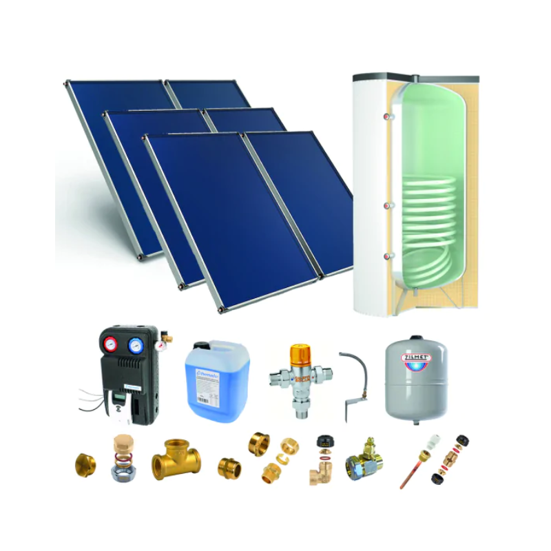 Astrea Pack A - CESI : 6 capteurs solaires fixation toiture inclinée + ballon préparateur ECS 800L blanc - Thermador - PSOLECSE68_0