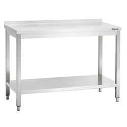 Bartscher Table de travail en acier inoxydable avec dossier en acier inoxydable + tablette inférieure | 600 mm de profondeur | 850 mm de hauteur - BA_0