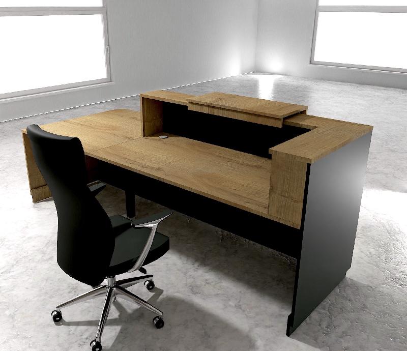 Bureau d'accueil ergonomique et Design Delta - Droite, Noir, Oui, 282, Chêne veiné_1