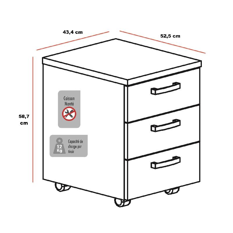Caisson mobile 3 tiroirs classiques bicolore - MobelLinea - Gris anthracite, Gris aluminium_0
