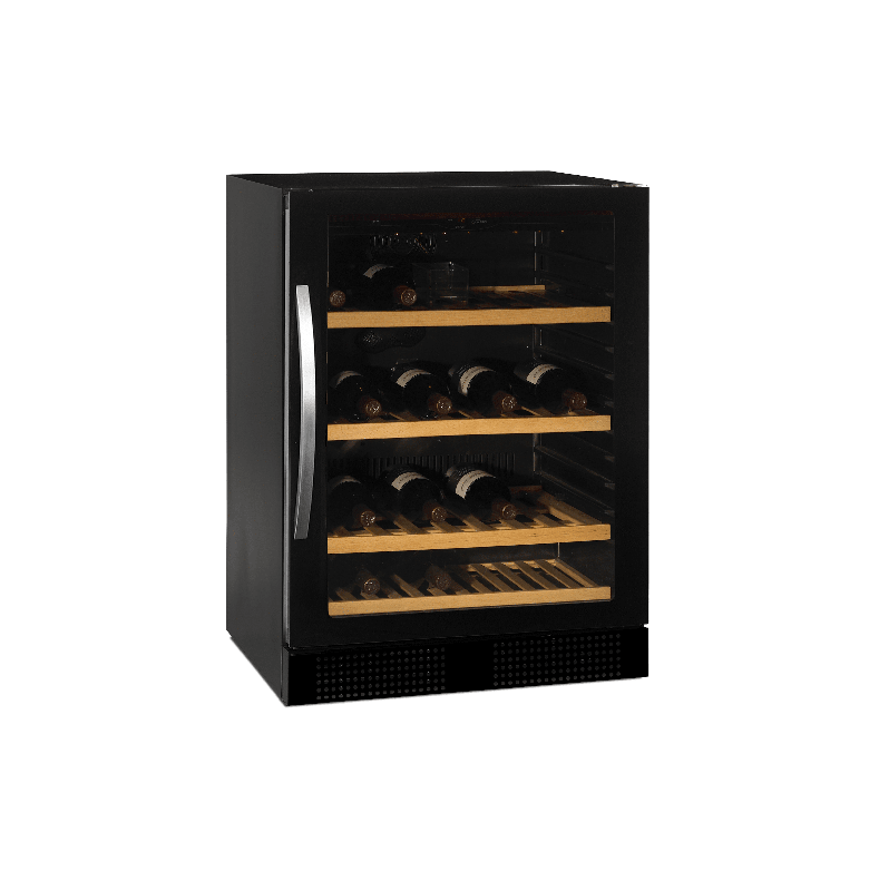 Cave à vin vitrée sans cadre TFW160F - étagères coulissantes en bois - éclairage LED - marque TEFCOLD_0