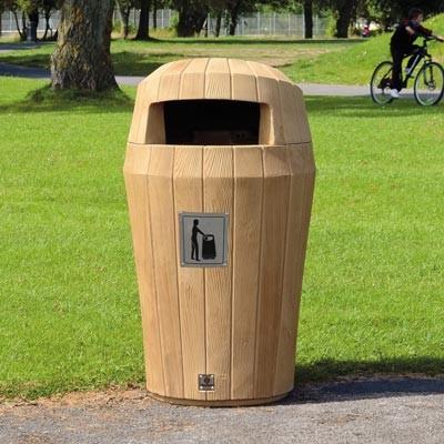 Corbeille Urbaine Wood - Imitation Bois Naturel - 75 L - Everwood_0