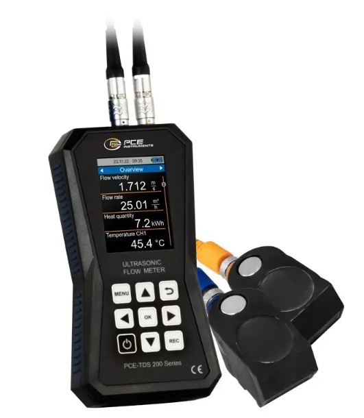 Débitmètre à ultrason portatif - PCE-TDS 200 M - PCE INSTRUMENTS, capteurs pour tuyaux DN 50-700 mm, mesure ±32 m/s, mémoire 32GB_0