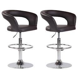 Décoshop26 - Lot de 2 tabourets de bar assise moderne en PVC marron pieds et repose-pieds en métal chromé 10_0004219 - marron 3000251990836_0