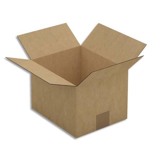 Emballage paquet de 25 caisses américaines simple cannelure en kraft brun - dimensions : 23 x 16 x 19 cm_0