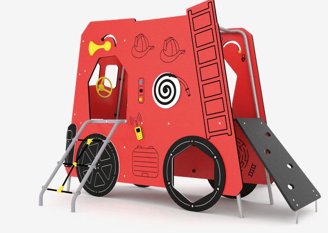 Équipement pour aires de jeux - Sik Fire Truck JPVS04 - Structure en métal et panneaux ECOPLAY_0