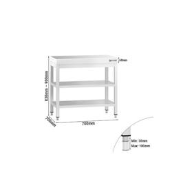 GGM Gastro Tables Inox de Travail Centrales Premium avec 2 étagères - Profondeur 700 mm - ATK77ZB - 4063326275886_0