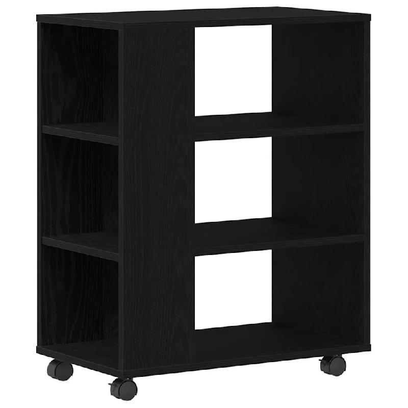 Helloshop26 - Armoire de rangement roulante moderne avec 3 étagères 60 x 35 x 75 cm en bois d'ingénierie chêne noir 02_0051908 - noir Bois massif_0