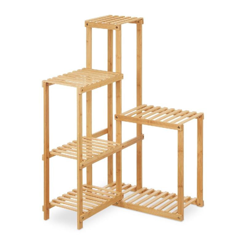 Helloshop26 - Étagère d'angle à plantes moderne 6 emplacements pour salon chambre touche naturelle en bambou beige 13_0012238 - beige Bambou 300024_0