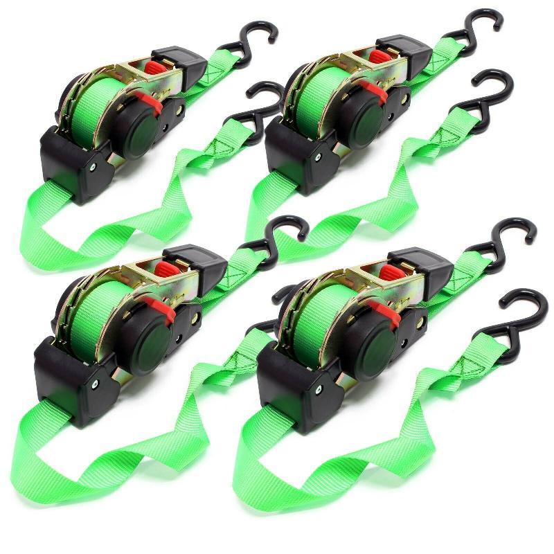 Jeu de 4 sangles d'arrimage automatiques 3m x 25mm - 320 daN PES avec tendeur à cliquet_0