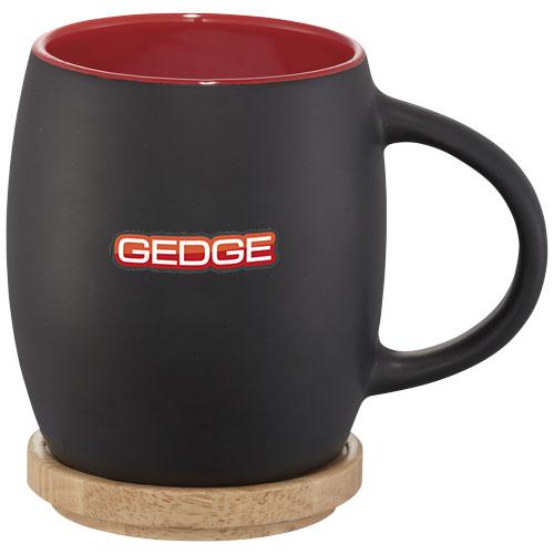 Mug céramique Hearth 400ml - finition mate avec couvercle en bois naturel_0