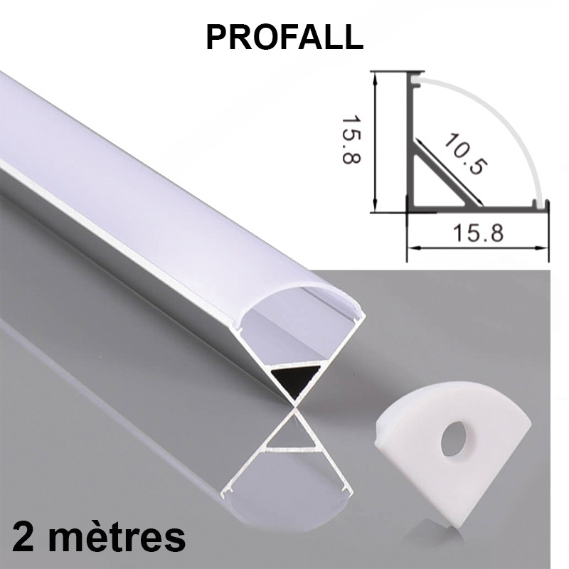 Profilé 2m alu en l et diffuseur opale -  référence profall_0