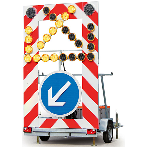 Remorque FLR de signalisation lumineuse avec châssis simple essieu galvanisé 750 kg et 25 optiques à leds clignotantes_0