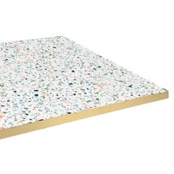 Restootab Plateau 160x80 decor terrazzo spectra chants laiton - blanc Bois manufacturé PL-16080M-TER.SPE-LAI_0