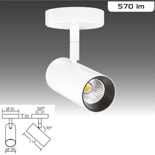 Spot blanc Elma patère LED 7,5W 3000K 36° - corps aluminium avec réflecteur à facettes_0