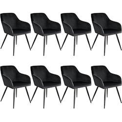 Tectake 8 Chaises MARILYN Design en Velours Style Scandinave - noir -404053 - noir plastique 404053_0
