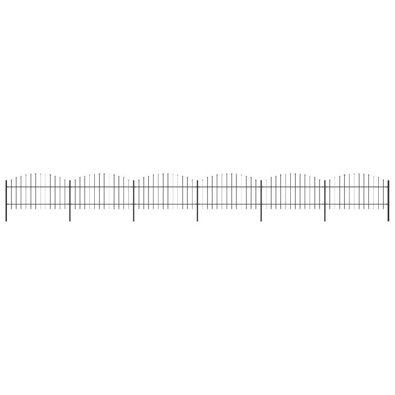 Vidaxl clôture de jardin à dessus en lance acier (1-1,25)x10,2 m noir 277726_0