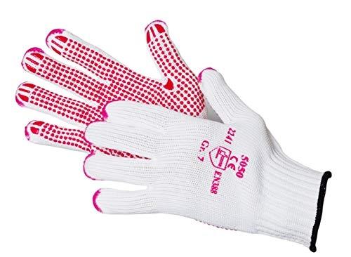 Gants de protection JAH 5050 - coton/nylon tricoté - picots PVC rouges - extra lourd - blanc - taille 8_0