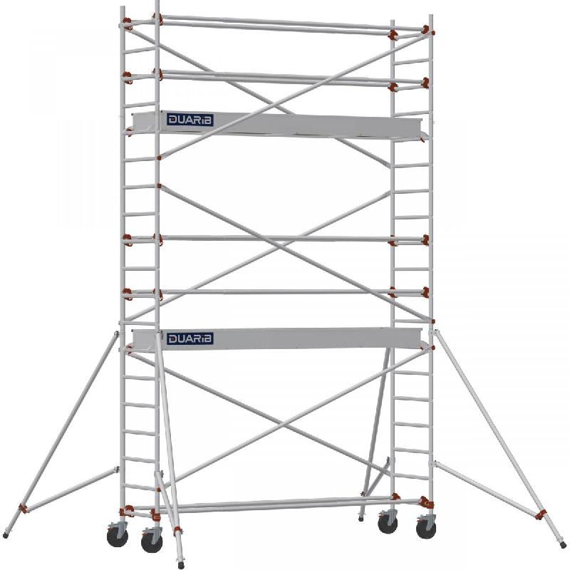 Échafaudage roulant aluminium AL 300 version standard - Hauteur de travail : 5,90 m - DUARIB - 613914_0