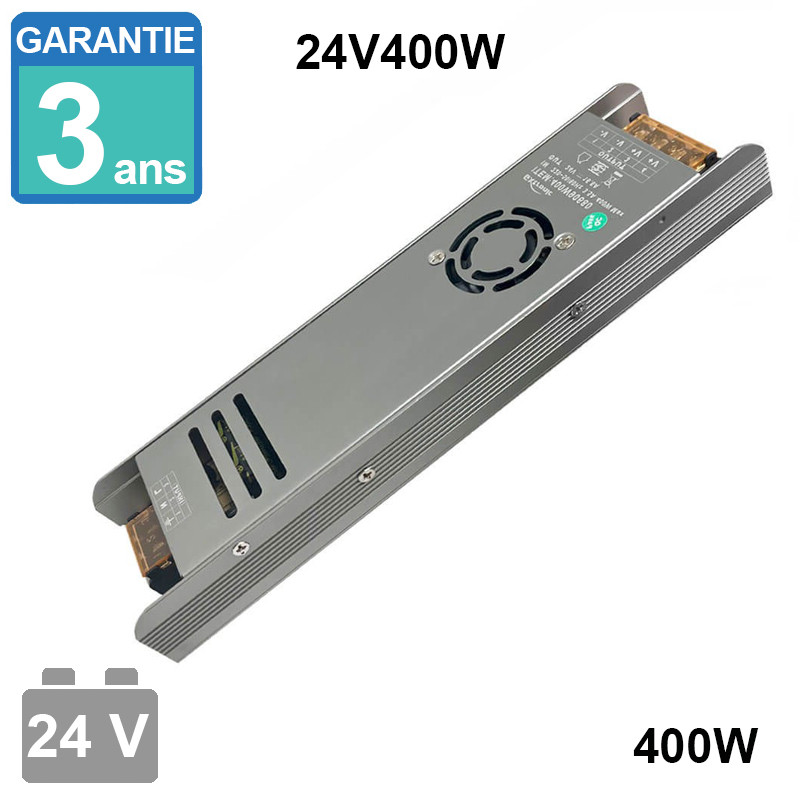 Alimentation 24V continu - 400W - 16.6A - IP20 - Boîtier aluminium - Référence 24v400w_0
